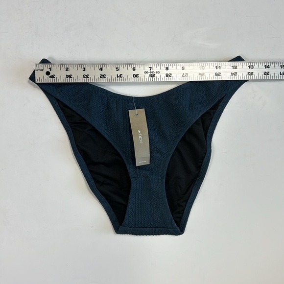 J. Crew Bikini Bottom Women's S Teal Blue Textured Curved Waist Cheeky New 7852 - Picture 4 of 13